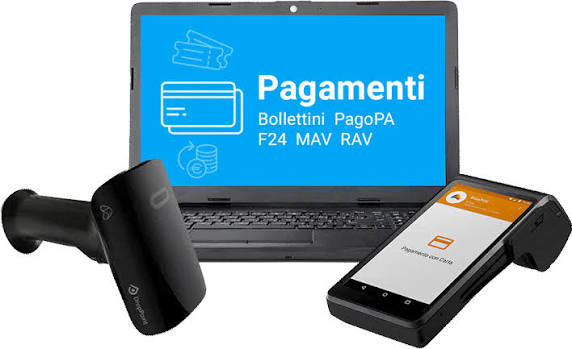 Cliente che paga una bolletta al banco della tabaccheria