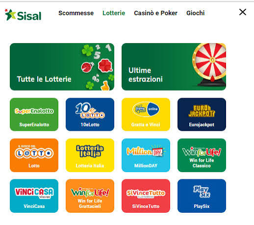 Biglietti di giochi e lotterie esposti al banco di una tabaccheria
